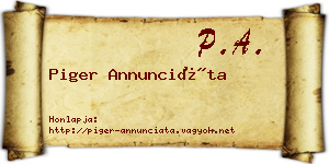 Piger Annunciáta névjegykártya